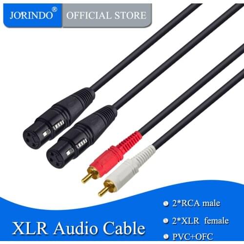 JORINDO 1.5M/4.9FT Dual XLR 3-hole female to 2 RCA male audio cable ,RCA to XLR Adapter HIFI Stereo Audio Extension Cable