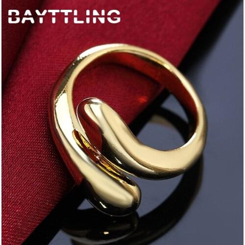 BAYTTLING 925 Sterling Silver Charm Golden Opening Water Drop Ring For Woman Fashion Wedding Party Gift Jewelry