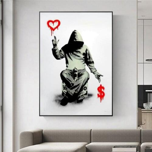 Banksy Abstract Graffiti Art Canvas Painting Street Art Wall Posters and Prints Men Graffiti Picture for Living Room Home Decor