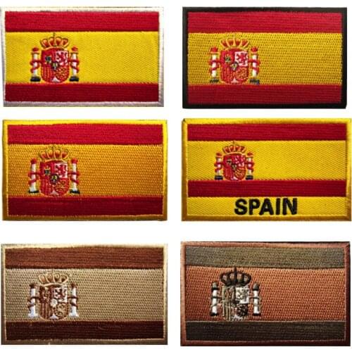 8*5cm Spain Flag Velcro Badge European Country Clothes Patch Embroidered Military Armband Outdoor Bag Hat Decoration Wholesale