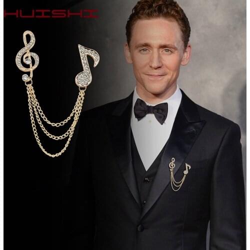 British Style Brooch Mens Lapel Note Shape Tuxedo Pin Popular Decoration Vintage Pin For Men Wedding Accessories Brooch Formal