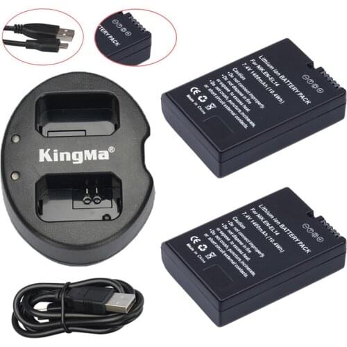 2Pcs EN-EL14 EN-EL14a ENEL14 EL14a Battery + USB Dual Charger for Nikon P7800 P7700 P7100 D5500 D5300 D5200 D3200 D3300 D5100