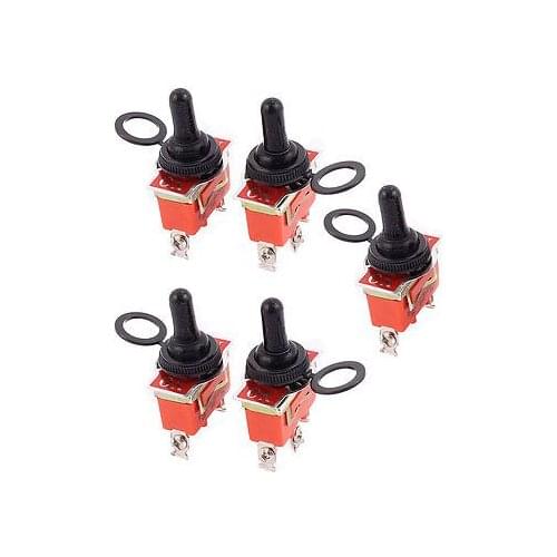 E-TEN1122 ON/OFF/ON 3 Terminals AC 250V 15A SPDT Toggle Switch w Cap 5 Pairs