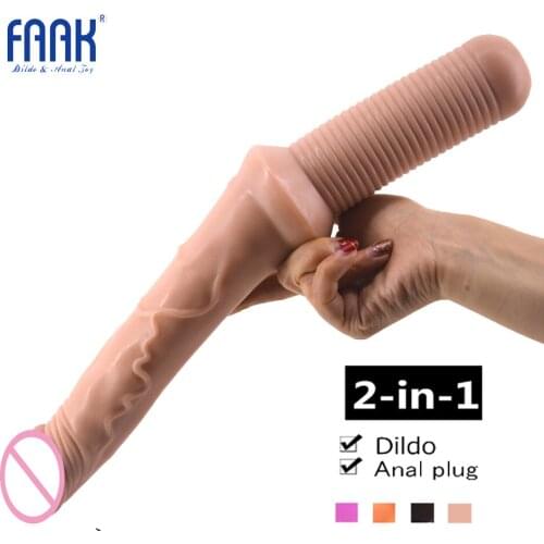 FAAK 16 Inch Long Dildo Anal Plug Dual Use Double Dildo Big Penis Fake Sex Products Sex Toys for Women Lesbian Sword Dick Cock