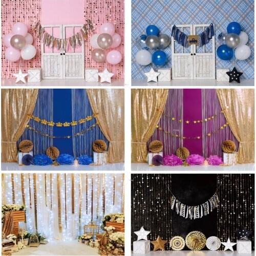 Boy Girl 1st Birthday Backdrop Photography Background Decoration Cake Smash Baby Shower Newborn Portrait Wood Door Balloon Party