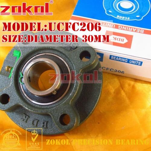 ZOKOL bearing Flange Cartridge Bearing Units UCFC206 TY90506Y Pillow Block Ball Bearing diameter 30mm