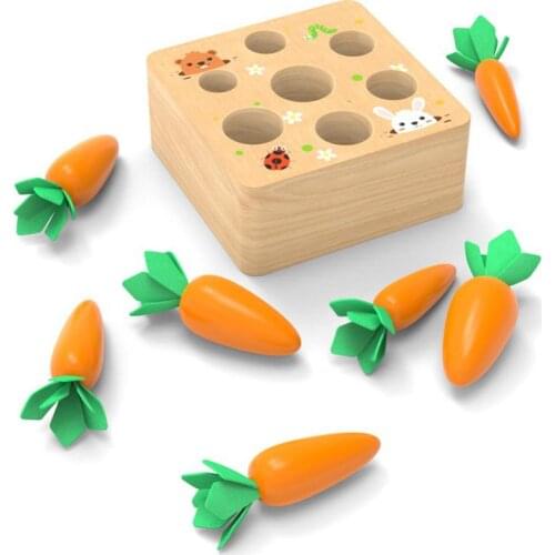 Игрушки juguetes Wooden Block Pulling Carrot Game Kids Montessori Toy Block Set Cognition Ability Alpinia Toy funny Interactive