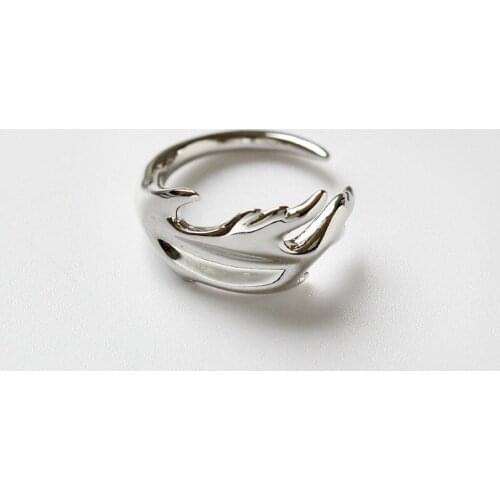 Trend partner ring womens Japan and South Korea wind irregular ring feather open ring jewelry