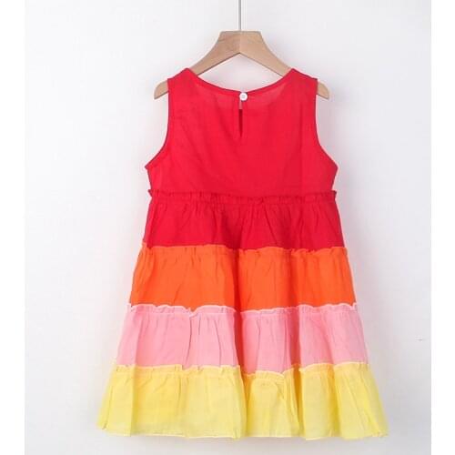 Melario Fashion Princess Summer Sleeveless Flower Rainbow O-neck Knee-length Dress Toddler Kids Baby Children Girls Clothes 2-6Y