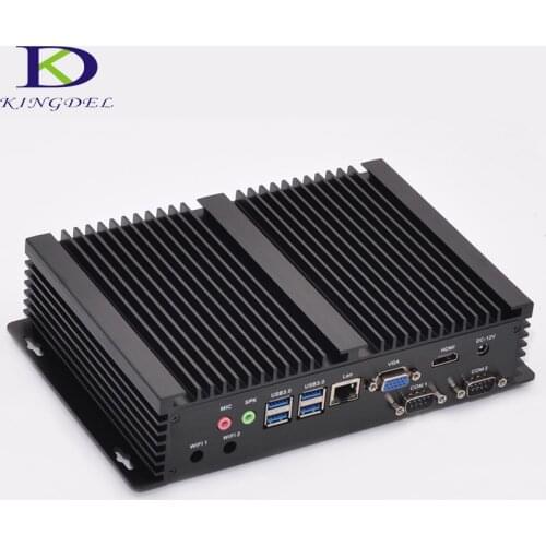 Windows 10 cheap fanless mini industrial pc with max 16GB RAM mSATA SSD Intel i3 5005u CPU 2 COM Ports Mini Desktop Gigabit LAN