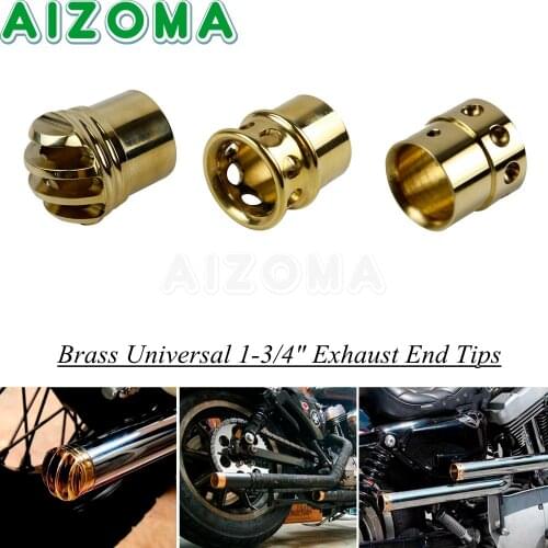 1x Motorcycle Custom 1-3/4" Brass Exhaust Muffler Pipe Plug Tips Universal For Yamaha Honda Suzuki Kawasaki Harley Cafe Racer