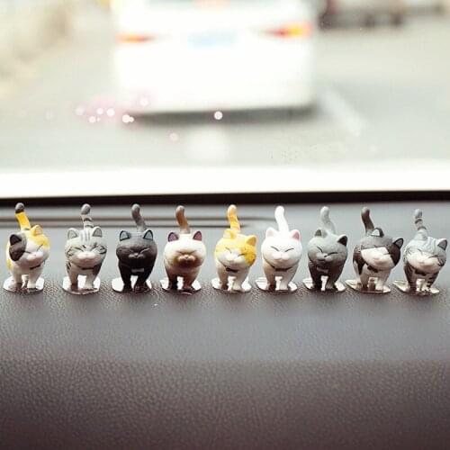 MR TEA 9pcs/lot Car Ornaments Resin Cute Cat Doll Automobile Interior Dashboard Decoration Car Accessories