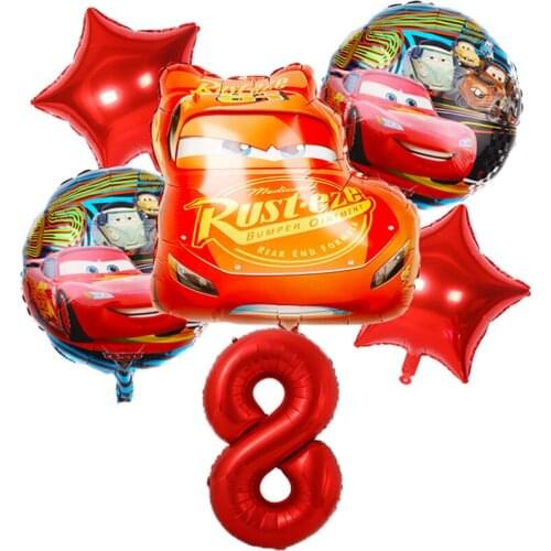 Disney Cartoon McQueen Car Aluminum Film Balloon Set Childrens Birthday Party Decoration Number Balloons Baby Shower Globos