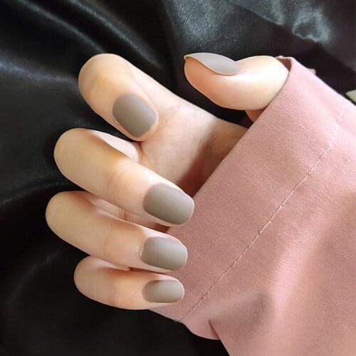 24pcs Fake Nails with Glue Solid Color Matte Design Art Decoration For Girls Press on Frosted накладные ногти Faux Ongles