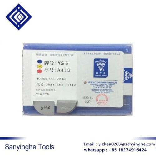 Sanyinghe A412 YG6 cemented carbide tipped turning tool tungsten carbide cutting tips (40pcs/lots)