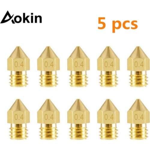 5pcs MK7 MK8 Nozzle For 3d Printer 0.4 0.3 0.2 0.5mm Copper Parts Extruder Threaded 1.75mm 3.0mm Filament Head Brass Nozzles