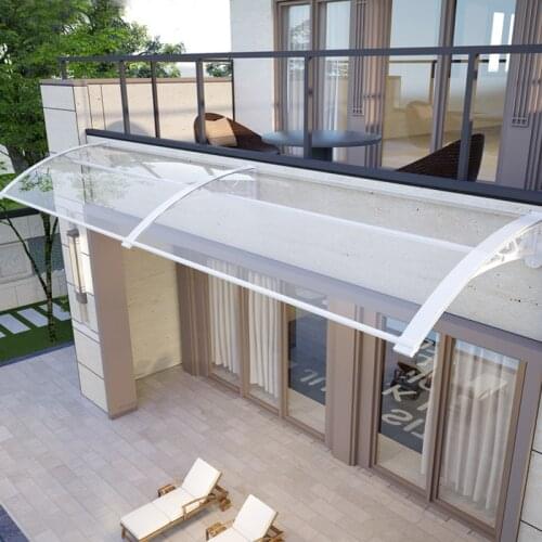 Awning Window Front Door Awning Cover Outdoor Patio Canopy Sun Shelter Window Eaves Rain Cover Durable Brown Clear PC Board