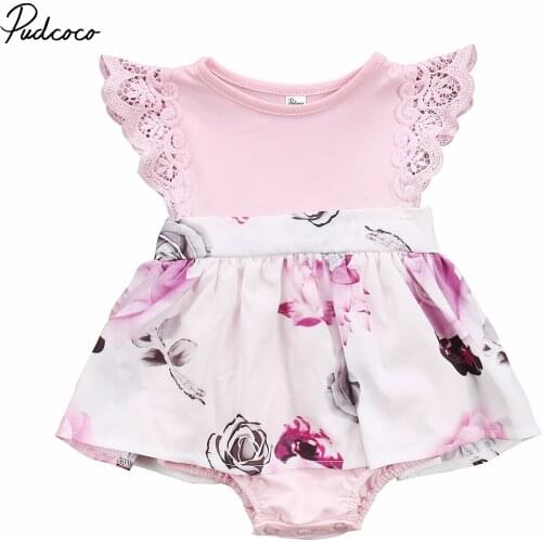 2017 New Brand Cute Toddler Infant Kids Girl Newborn Baby Sisters Floral Dress Romper Sundress Clothes Dress 1-6T Romper 0-24M