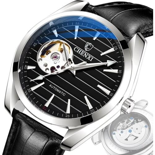 2021 CHENXI New Luxury Men Mechanical Wristwatch Genuine Leather Strap Tourbillon Automatic Watch For Men Relogio Masculino