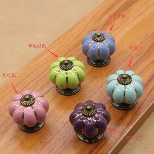 5pcs New pumpkin handle Kedatangan baru yang Modern keramik labu Door Handle gaya, Laci meja lemari pintu tarik Handle knob