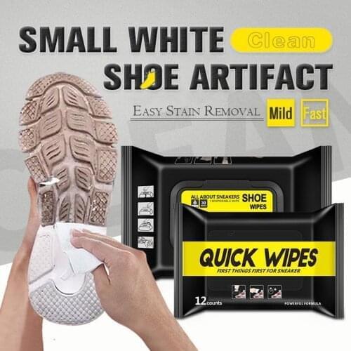 12pcs Disposable Hand Wipes Shoes Clean Wipes Artifact Portable White Shoes Cleaning Care Wipes Sneakers Cleaning Quick Wet Wipe