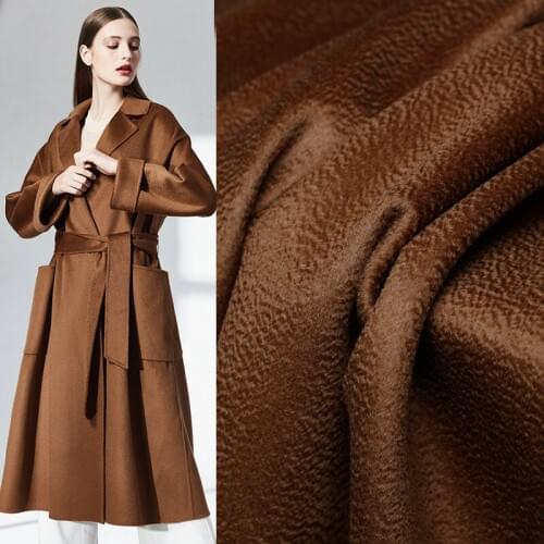 Pearlsilk Caramel Double-Side Water Ripple Fabrics 100%Australian Wool Materials Winter Women Overcoat Cloth Freeshipping