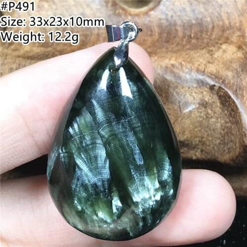 Top Natural Green Seraphinite Pendant For Woman Men Healing Gift Crystal Silver 33x23x10mm Beads Stone Gemstone Jewelry AAAAA