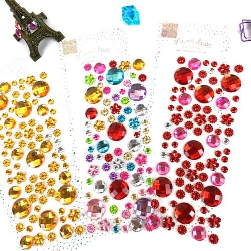 Colorful Mix Size Flatback Round Acrylic Self-Adhesive Rhinestone Sticker For DIY Notebooks Cars Nail Arts Decoration