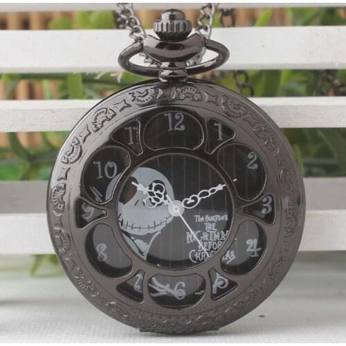 Retro Steampunk Nightmare Christmas Hollow Quartz Pocket Watch For Jack Skellington And Sally Men Women Gift Pokcet Watch