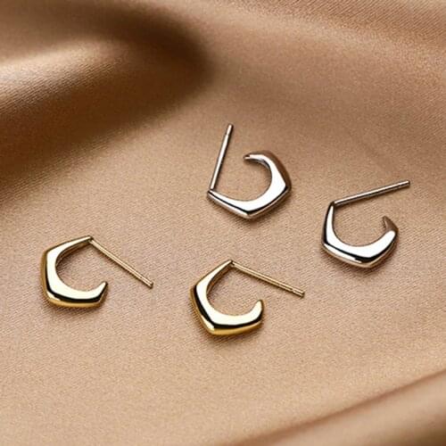 Geometric C Shape Earrings Elegant Temperament Stud Earrings Women Wedding Party Jewelry AccessoriesValentines Day Gifts