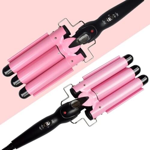 22/25 Professional Ceramic Three Tube Curling Triple Barrel Crimper Wave Water Ripple Rolls Electric Hair Curler Styling EU US