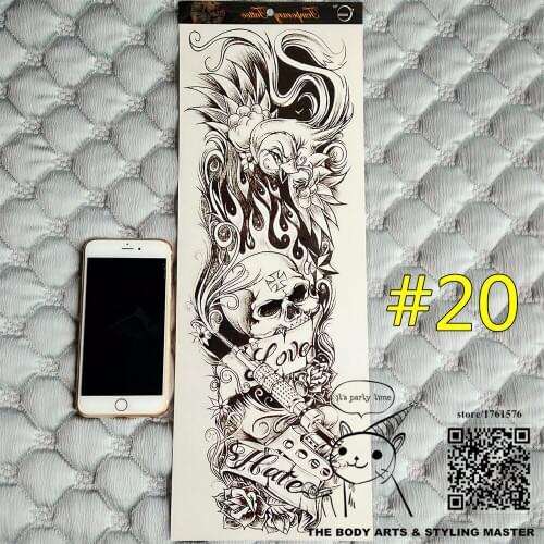 SHNAPIGN "Gothic Soul" Full Sleeve Temporary Body Art, 48*17cm Flash Tattoo Stickers, Waterproof Sex Products Henna Tatoo