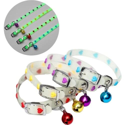 Pet Glowing Collars with Bells Glow at Night Dogs Cats Light Luminous Necklace 667A