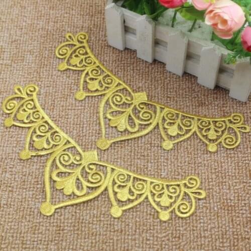 Cosplay Decoration Gold Embroidered Lace Appliqued Dress Costume Iron on Gold Patches 22.5cm*8cm