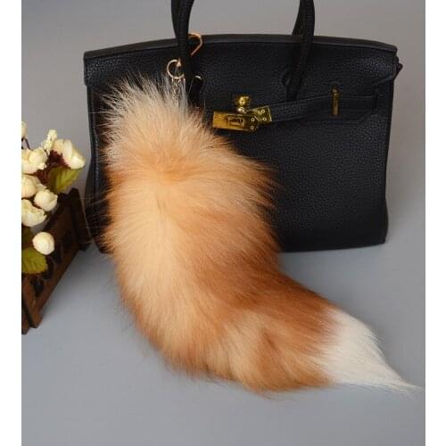 Bag Decoration Cute Fox Tail Keychain Pendant Women Key Ring Holder Key Chains Trinket Fox Tail For Hats Bags Coats Real Fur