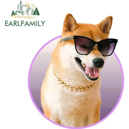 EARLFAMILY 13cm x 10.6cm for Shiba Inu Cartoon Vinyl Car Wrap Decal Surfboard Car Stickers Waterproof Sunscreen ATV Decoration
