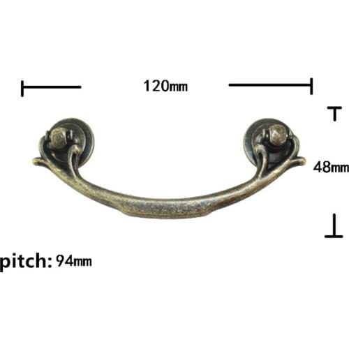 Vintage European Style Wooden Wine Gift Box Handle Knobs Tracery Arch Bronze Tone,Furniture Hardware,120*48mm