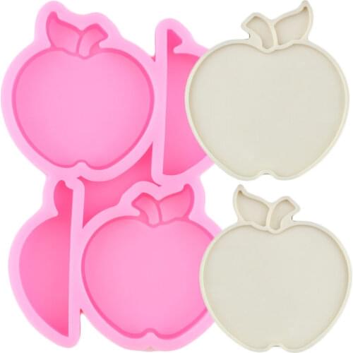 Apple Straw Topper Silicone Molds DIY Craft Keychain Epoxy Resin Mould Cupcake Candy Chocolate Fondant Cake Decorating Tools
