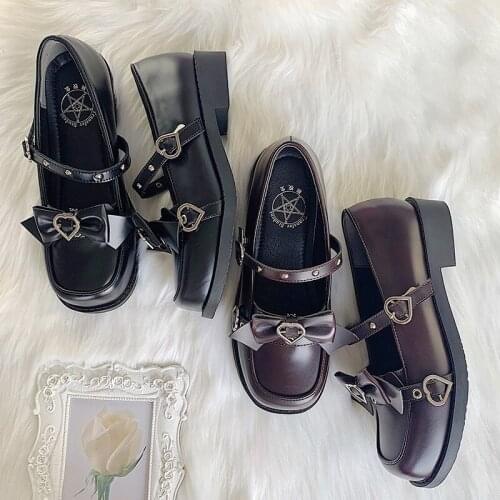 Japanese student sweet lolita shoes vintage round head comfortable shoes cute cat bowknot jk uniform kawaii shoes loli cos