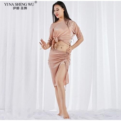 New Women Belly Dance Clothes Milk Fiber Dance Clothes Bat Sleeves Top Short Skirt 2pcs Set Belly Dance Practice Costumes Women