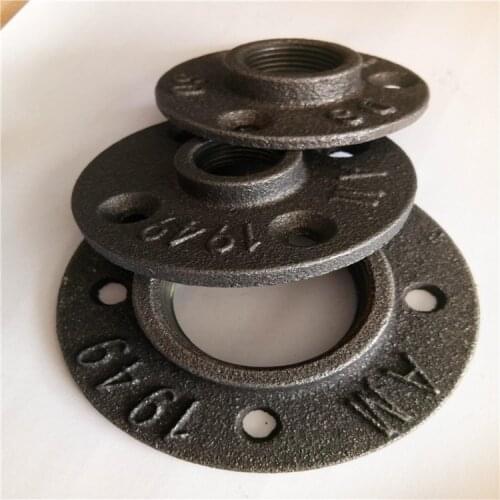 1pcs 1/2" Black Decorative Malleable Iron Floor/Wall Flange Malleable Cast Iron Pipe Fittings BSP Threaded