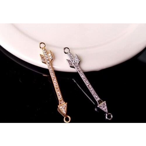 10Piecs CZ crystal Arrowhead Double Bails Charm CZ zircon Micro pave Connector Jewelry Finding DIY Bracelet necklace making C147
