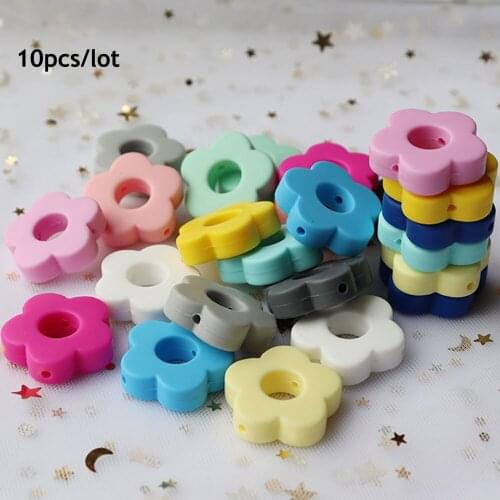 10Pcs Perle Silicone Beads Flower Siliconen Bralen Mordedor Bead Baby Teething Necklace Toys DIY Crafts BPA Free Baby Products