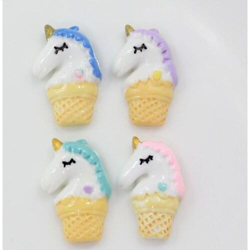 100/50pcs Wholesale Kawaii Unicorn Flatback Resin Cabochon Craft For DIY Hair Clip Decoration Supplies Embellishment