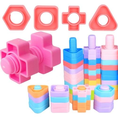 16 pcs screw nut assembly combination building blocks baby enlightenment desktop plastic insert early education children toys