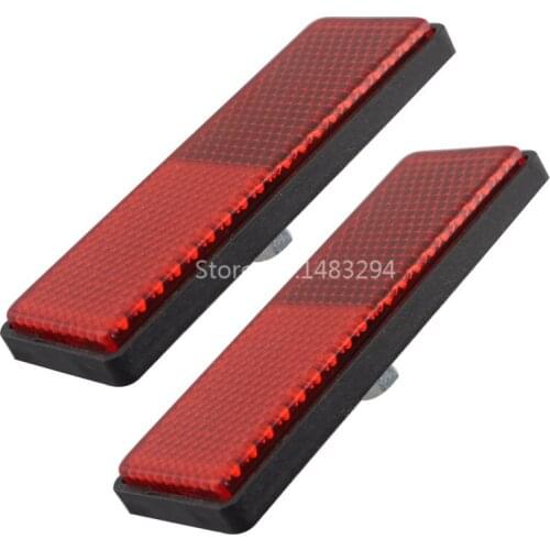 2pc Motorcycle Plastic Red Rectangle Reflector Decal Sticker Universal for Honda for Suzuki for Yamaha ATV for Harley Scooter