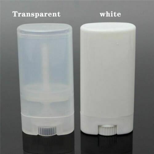 5pcs white transparent empty oval flat lipstick tubes 15g plastic solid perfume deodorant stick container