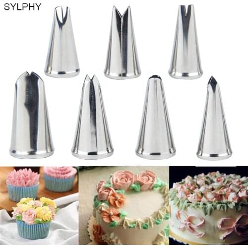 7 pcs/lot Metal Leaf Cake Cream Nozzles Set Pastry Nozzle Stainless Steel Piping Icing Tip Cake Decoration Tool