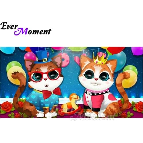 Ever Moment Diamond Painting Cats Perform Stage Picture Of Rhinestone 5D DIY Mosaic Full Square Drill Diamond Embroidery ASF1899