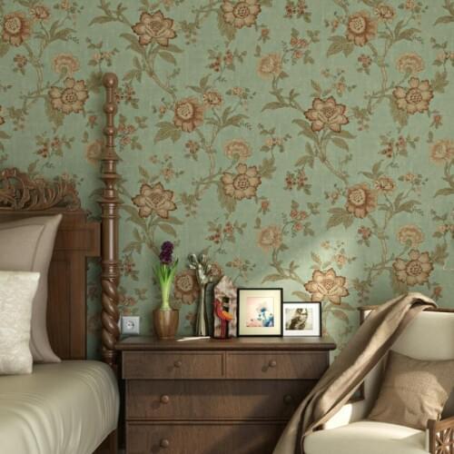 American Rustic Vintage Flower Wallpaper Retro Large Floral Wallpapers Roll Bedroom Decor Murals Non Woven Wall Paper 3d EZ180